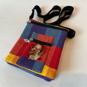 Girls Multicolored Plaid Crossbody Bag with Adjustable Strap